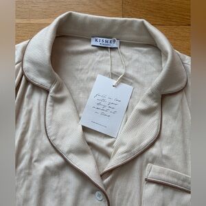 Kismet Montecito Angel Rib Button Night Dress in Marshmallow, Size M